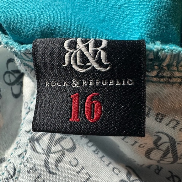 Rock & Republic Berlin Turquoise Skinny Jeans Size 16 - Picture 6 of 7